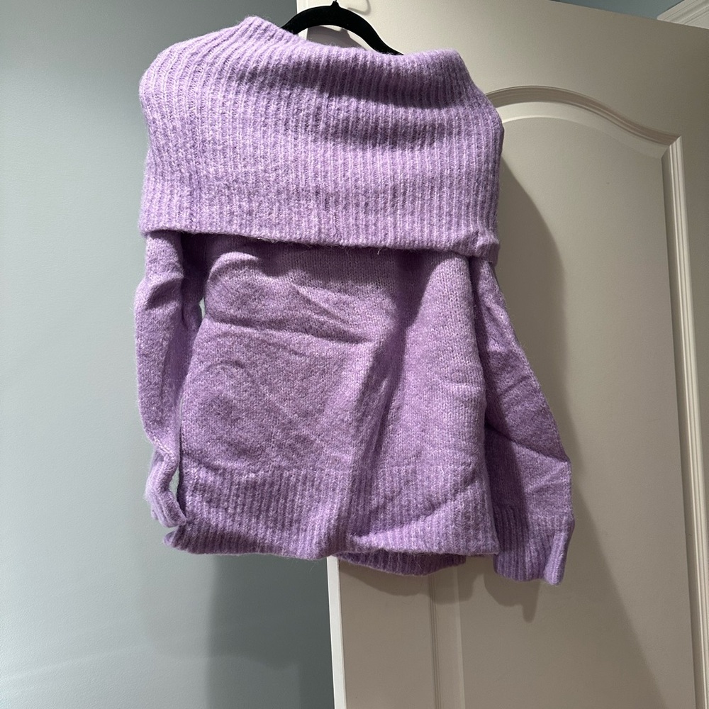 Lavender Off-Shoulder Women's Sweater